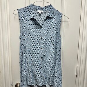 J. Jill Sleeveless Blue Patterned Women's Top